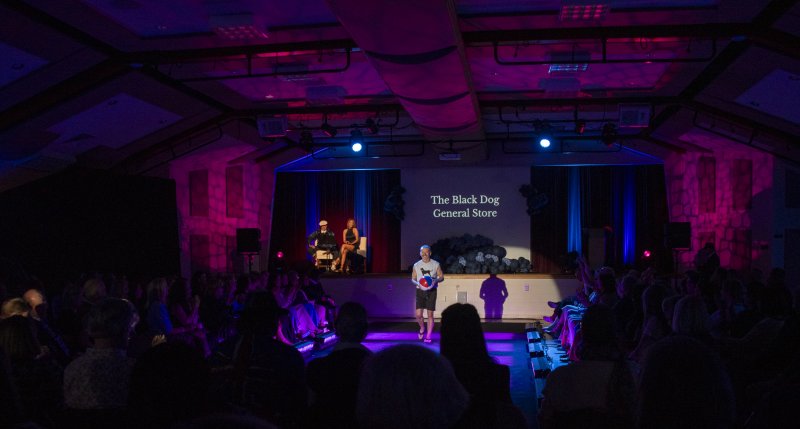 Bruce Clayton opens The Black Dog General Store section of the fashion show.